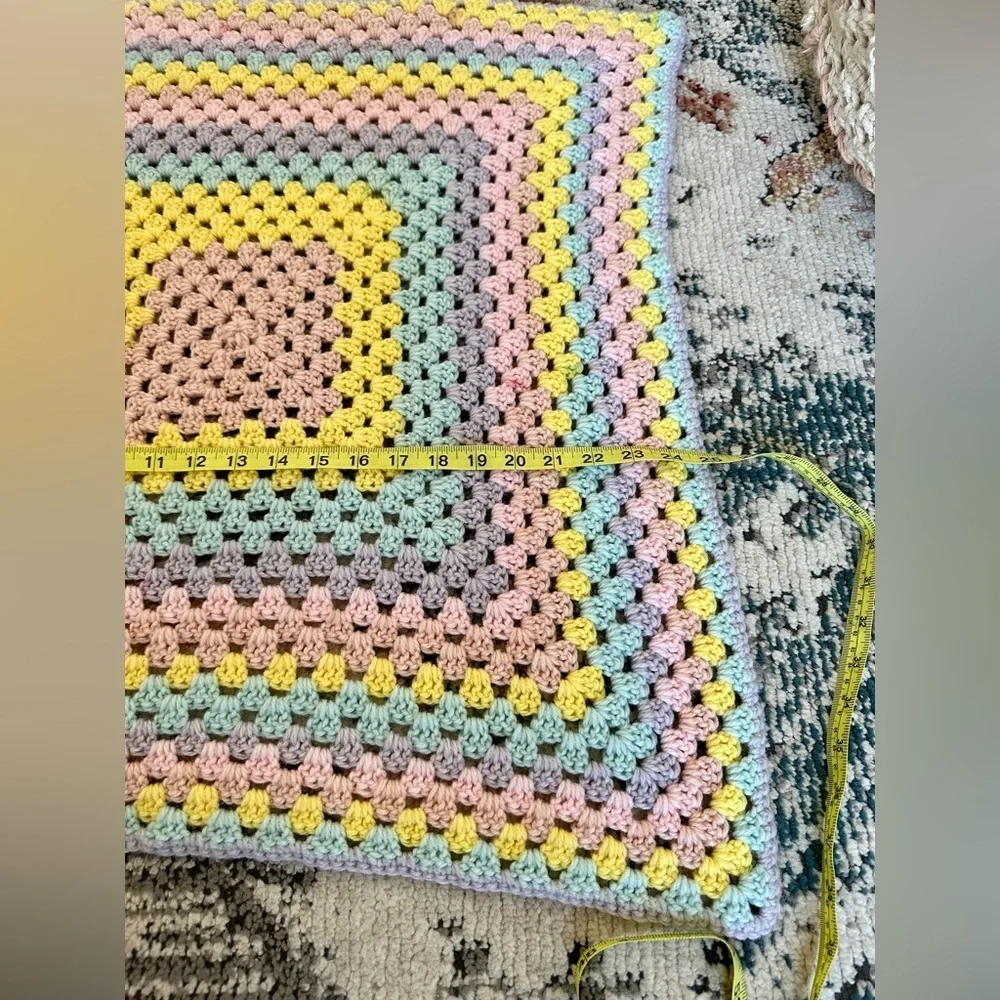 Handmade Brilliant Pastel Baby Girl Crochet Blanket Granny Square Baby Gift